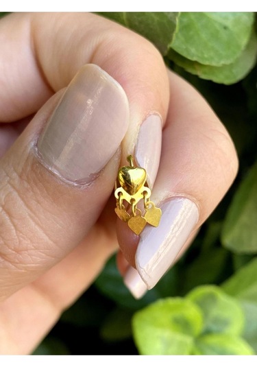 14 Ayar Altın Sallantılı Kalpli Halka Hızma Sarı