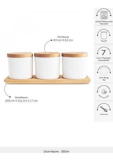 Karaca  Massimo 3'lü Ahşap Standlı Baharat Takımı