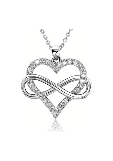 Sonsuzluk Kalpli Bayan Kolye Gümüş - Beyaz