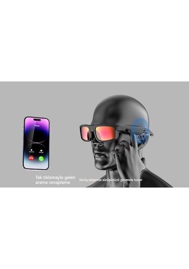 Açık Spor Akıllı Bluetooth Anti-mavi Işık Güneş Gözlüğü Çağrı İçin Güneş Gözlüğü Altın