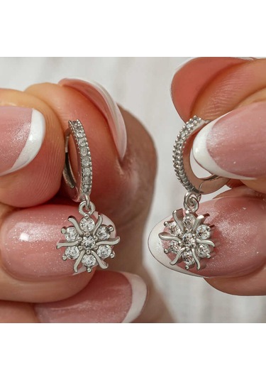 Gümüş Sallantılı Güneş Kadın Küpe Gümüş