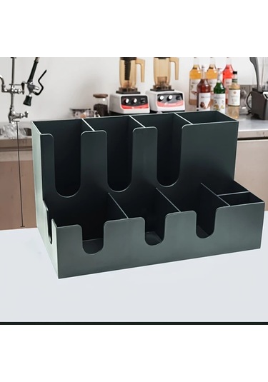 Honeybeeshop Siyah 9 Bölmeli Plastik Bardaklık Dayanıklı Bar Aksesuarları Seti Siyah