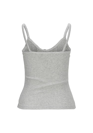 Kadin Streç Kalip Kare Yaka Üst - Lelu - 12272159 Light Grey Melange