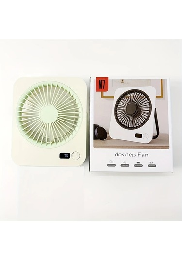 Xuweiwei Taşınabilir Usb Şarj Edilebilir Yeşil Masaüstü Fanı Sessiz Çalışma 39 C Soğutma 4 Yapraklı Avrupa Kanat Tasarımı Ofis Seyahat İçin