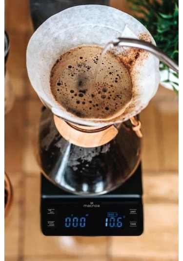 Macnoa Coffee Scale Siyah, Timerlı Hassas Kahve Terazisi