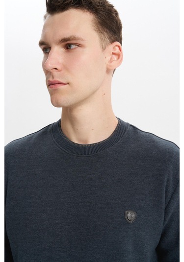 Arma Erkek Regular Fit Örme Selanik Kazak %65 Pamuk %35 Polyester, Karbon Fırçalı, Basic Bisiklet Yaka K30124699002 Gri