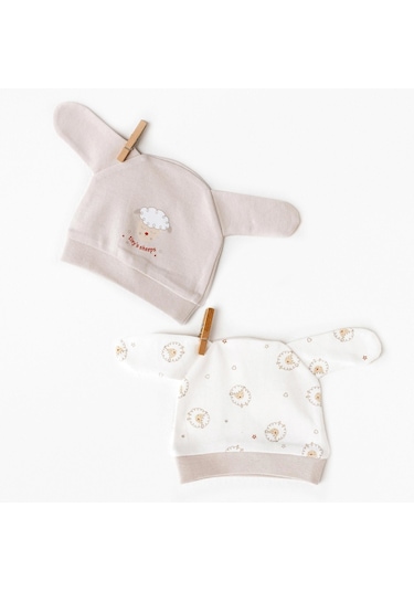 Andywawa Bebek Tinny's Sheeps 2'li Şapka Set Ac26157 Beige