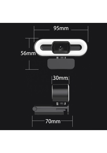 Monyee 2k Usb Webcam 3mp Cmos, Otomatik Plug & Play, Mikrofonlu Ve Işık Desteği İle Canlı Yayın/video Konferans