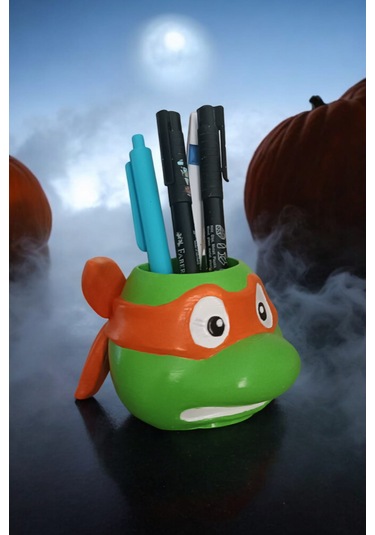 Ninja Kaplumbağa Şeklindeki Kalemlik Michelangelo 7x10 Cm Turuncu