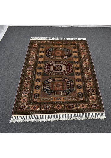 Zehra Abla Halı El Dokuması Özel İmalat Kareli Kazak Kayseri Yün Halı 5746 Renkli