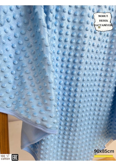Nohut Kız / Erkek Bebek Battaniyesi & Kundağı Çift Katlı %100 Pamuklu Çok Amaçlı Örtü 90x85cm Btn11003 Mavi
