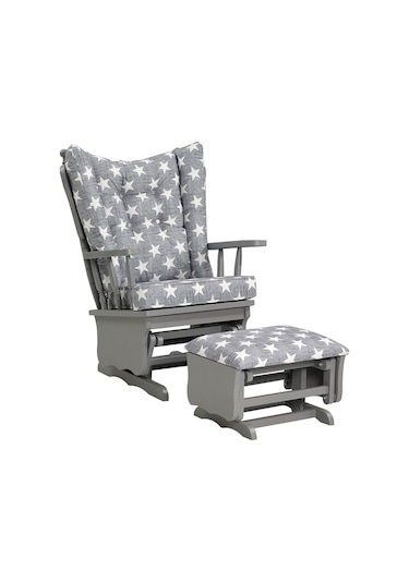 Meltem Kids Sallanır Emzirme Dinlenme Koltuğu Sallanan Sandalye Sallanan Koltuk + Markiz (Gri-Yıldız 3050)