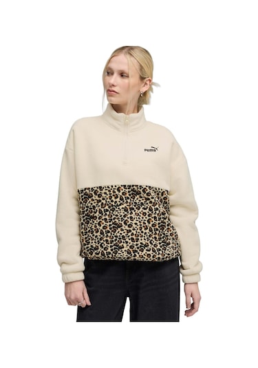 Puma Ess Graphıc Animal Relaxe Krem Kadın Fermuarlı Sweatshirt 000000000102266237 Bej
