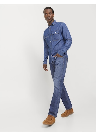 Jack & Jones Erkek Chris 632 Loose Fit Jean - 12269528 Blue Denim