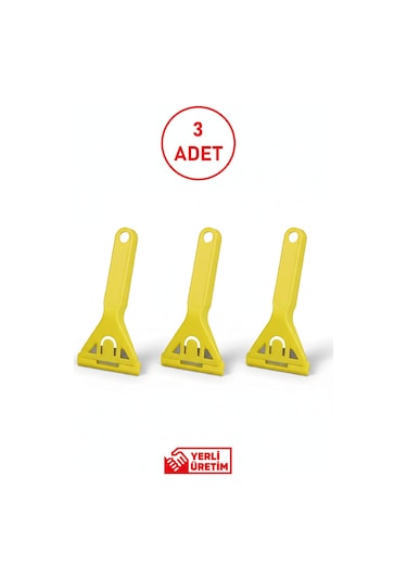 Cam Kazıma Bıçağı 3 Lü Set Paslanmaz Çelik, Ergonomik Saplı, Güvenli Temizlik Aracı Diğer