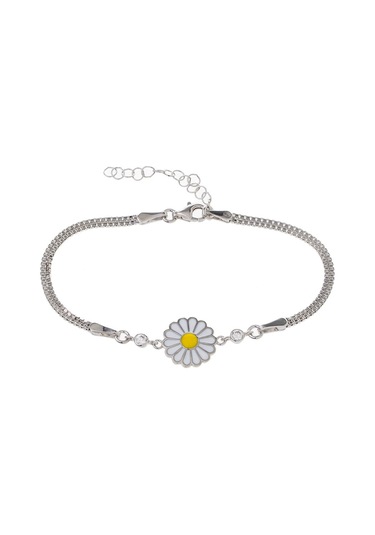 Papatya Model Mine-zirkon Taşlı 925 Ayar Gümüş Kadın Bileklik Gümüş