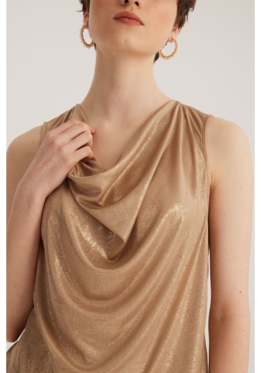 Stella Pulvis Bej Degaje Yaka Bluz Bej