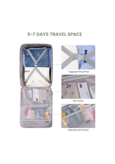 Arion Ybh111 Çok Fonksiyonlu 17" Laptop Seyahat Sırt Çantası 4 Parça Çanta Seti Yeşil