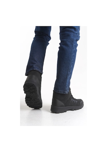 Ghattix Kışlık Fermuarlı Erkek İçi Tüylü Bot Siyah Siyah