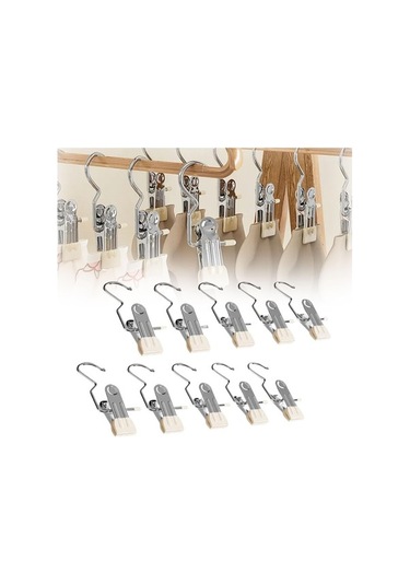 Ulzyvf 20'lik Çok Amaçlı Çamaşır Askısı - Pantolon, Çorap, Havlu İçin Paslanmaz Çelik Beyaz Beyaz