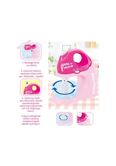 Pembe Hareketli Ve Sesli Oyuncak Mikser Evcilik Mutfak Oyunu 18x18 Cm