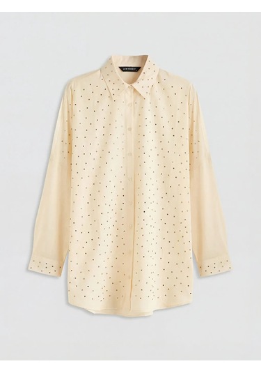 Lc Waikiki Sarı Taşlı Oversize Kadın Gömlek Tunik Sari