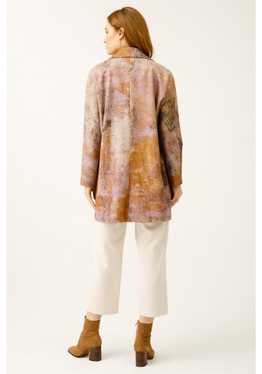 Özel Desenli Keçe Ceket Kaban Lila-lila Lila