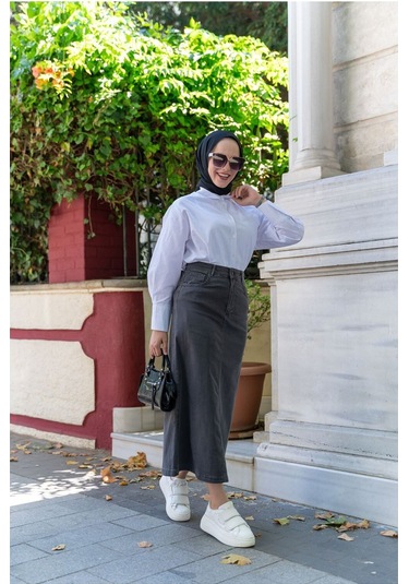 Ara Boy Likralı Gabardin Etek Antrasit