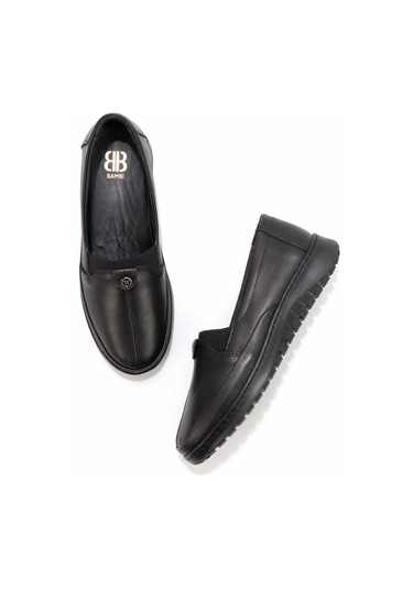 Siyah Hakiki Deri Kadın Casual Ayakkabı K01331750003 Siyah