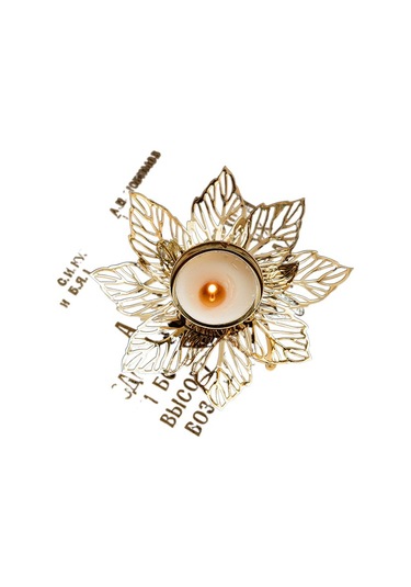 Ziyou Altın Renkli Demir Şamdan, Noel Ve Masa Dekorasyonu, 12x12x3 Cm