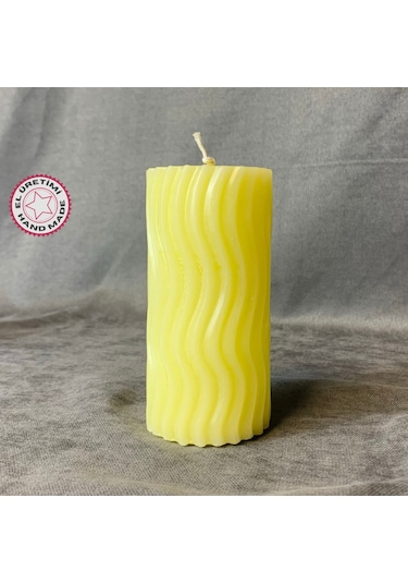 Uretti - Ayşe 7362 - El Yapımı Dekoratif Sarı Mum - 5 X 11 Cm Sarı
