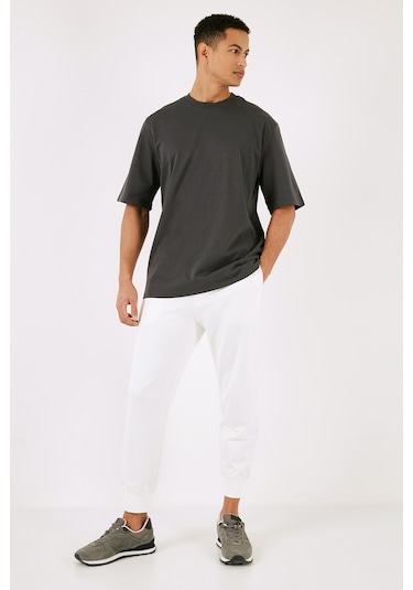 Buratti Pamuklu Oversize Bisiklet Yaka Basic Erkek T Shirt 5902365 Antrasit