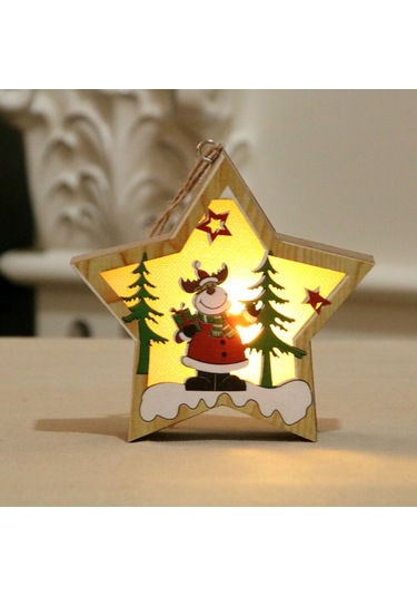 Xindoker Işıklı Ahşap Asortiği: Renkli Yuvarlak/yıldız Desenli Askı 9.6-11cm