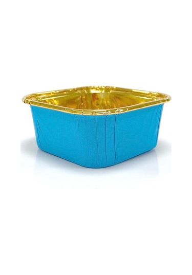 Dolphin Muffin Kare Kağıt Mavi Altın Cupcake Kek Kalıbı Kapsülü Kabı - 25 Adetlik 10 Paket Renkli