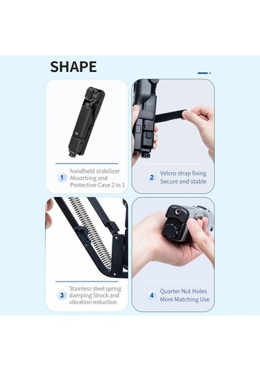 Gajeena Startrc Osmo Pocket 3 İçin Eldeki Titremeyi Azaltıcı, Çok Senaryo Uygulanabilir, Kendini Saklayan Tutamaklı Stablizör Abs+pc, 102g