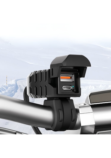 Knmaster Uc200 Motosiklet Usb Ve Type-c Çift Girişli Şarj Soketi Siyah