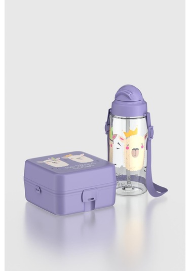 Renga Leya Lama Desenli Pp Çocuk Beslenme Kabı Ve Suluk Seti 192013 Mor Mor