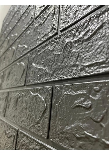 50x54 Cm 0,27 M² Gri Silinebilir Kendinden Yapışkanlı Duvar Kağıdı Esnek Panel 3d Tuğla Desen