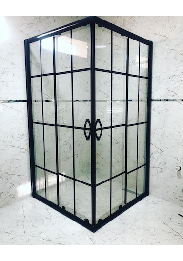 Nokta Duşakabin Teknesiz Kare Cam Duşakabin Karolaj Desenli Şeffaf