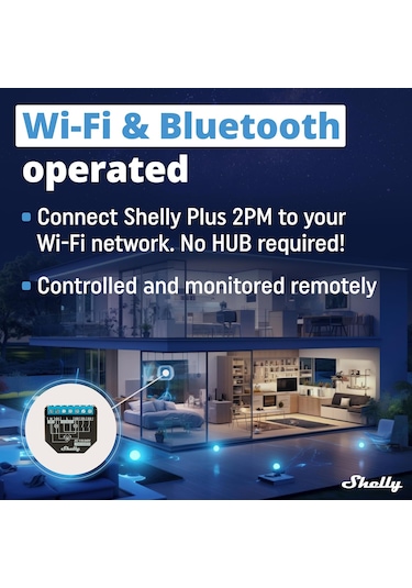 Shelly Plus 2pm Wi-fi Ve Bluetooth 2 Kanallı Akıllı Röle Anahta