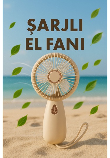 Şarjlı Sessiz Güçlü El Fanı Mini Taşınabilir Usb Vantilatör 5 Pervaneli Fan