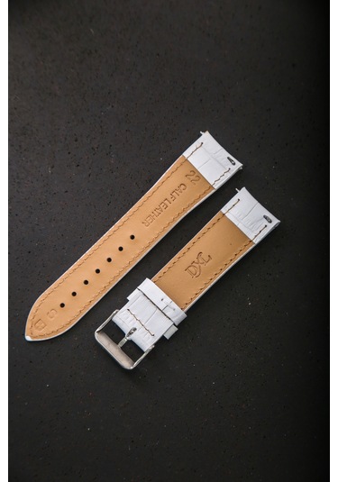 Hakiki Deri 22mm Akıllı Pimli Saat Kordonu Beyaz