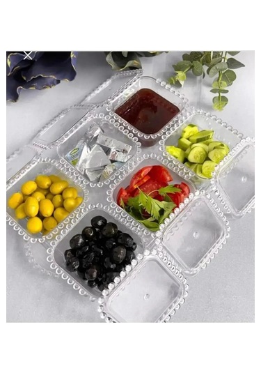 Boncuklu Akrilik 6'li Kahvaltı Takımı Şeffaf