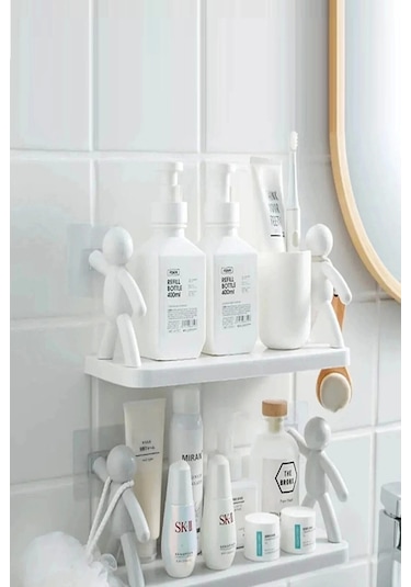 Kendinden Yapışkanlı Craft Banyo Rafı Baharatlık Mutfak Organizer Duvara Monte Raf Düzenleyici 6 Adet Çok Renkli