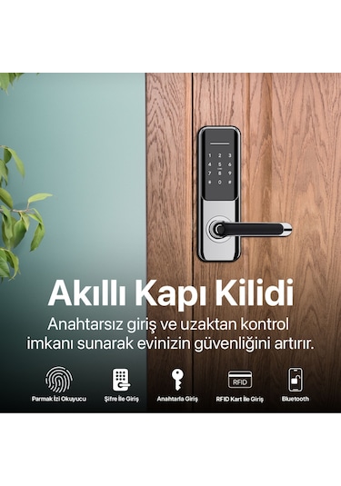 Xenon Smart Parmak İzi ile Açılabilen Dokunmatik Şifreli Hırsızlık Önleyici Akıllı Elektronik Kapı Kilidi X8051