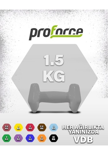 Proforce Vdb Dışı Vinil Kaplı İçi Çelik Döküm Ağırlık Dambılı Gri 1.5 KG