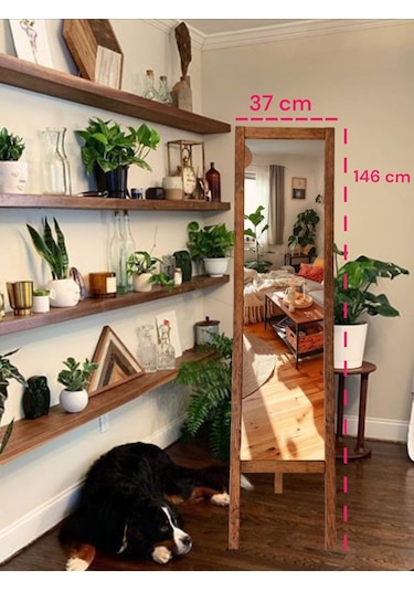 Ayaklı Ceviz Renk Boy Ayna Ceviz