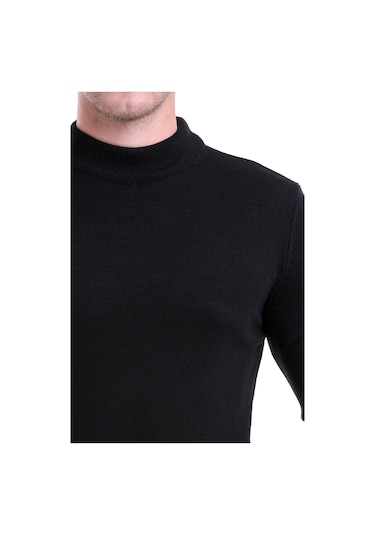 Hatemoğlu Yarım Balıkçı Regular Fit Erkek Triko Kazak Siyah