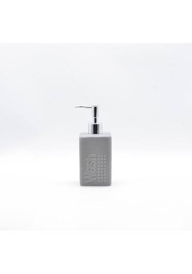 Seramik Sıvı Sabunluk Gri Modern 7x7x17cm 300ml Banyo Seti