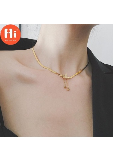 Altın Merhaba 316l Paslanmaz Çelik Moda Lüks Takı Mat 2 Katmanlı Kelebek Gerdanlık Charms Yılan Kemik Zincir Kolye Kolye Kadınlar Için